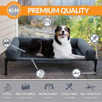 K&H Outdoor Elevated Dog Bed, Bolster Pet Cot, Large 42x30in, Charcoal | Pet Cot for Large Pets, Washable Mesh Center Hammock with Removable Washable Bolsters, Indoor / Outdoor Dog Bed, Metal Frame
