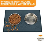 Neater Pet Brands Neater Mat Pet Mats for Food and Water, Cat & Dog Bowl Mat Waterproof Silicone, Feeding Tray, Dog Food Mats for Floors, Placemat w/Raised Edge for Under Bowls, 24" x 16", Slate Blue