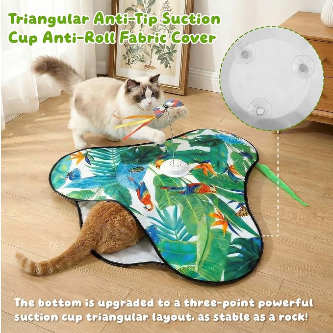 Cat Toys Interactive Rechargeable,Moving Concealed Feathers(Green) | Real Mouse Squeaky,Touch Activated Cat Kitten Toy Exercise Toys for Indoor Bored Adult Cats