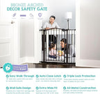 Regalo Safety 30"-35" Extra Wide Baby Gate, Bottom of Stairs & Doorways | Pressure Mounted with Door, For Babies, Toddlers & Pets, Bronze, Tested & Trusted for 30 Years
