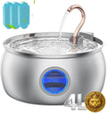 Tomxcute Cat Water Fountain Stainless Steel, 4.0L/135oz with 3 Filters | Ultra Quiet Pump, Copper Gooseneck, Dishwasher Safe, Cat Fountain for Drinking for Cats, Dogs, Multiple Pets