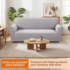 XINEAGE Stretch 4 Seater Slipcover, Non-Slip Pet Couch Cover,Silver Gray | Washable Furniture Protector, Elastic Bottom, Dogs & Cats Friendly, Scratch-resistant, Fast Setup, High Elasticity