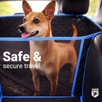 Dog Car Seat Cover for Back Seat, Waterproof, Scratchproof, Nonslip, Dog Hammock for Car, Safety Harness Included, Seat Covers for Pet Dogs, Truck & SUV Size (Black/Blue)