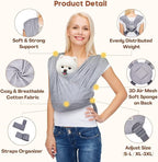 Dog Carrier for Small Dogs, Front Facing Dog Carrier Sling, Hands Free Cat Sling, Size Adjustable, Reducing Back Pain, Soft Cotton, Premium Dog Sling Carrier (Plus, Heather Gray) | Patented Front Carrier Reduces Back and Neck Strain; Adjustable, Soft C...