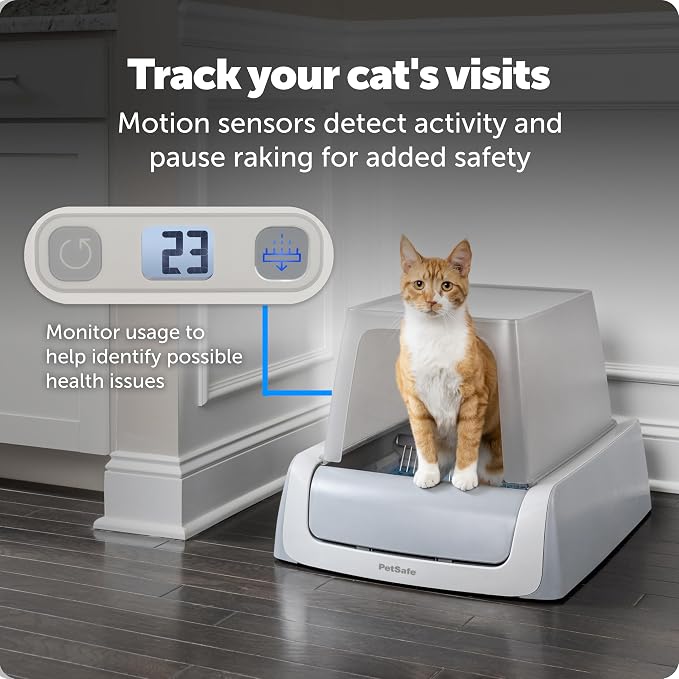 PetSafe ScoopFree Crystal Pro Legacy Front-Entry Self-Cleaning Litter Box | Hands-Free Automatic Cleaning, Advanced Odor Control, Health Counter Display, Includes 1 Disposable Crystal Litter Tray