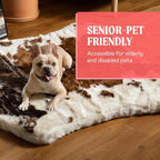 PupRug Orthopedic Dog Bed for Large Dogs with Fluffy Soft Faux Fur and Memory Foam for Joint Support, Machine Washable and Waterproof Couch Bed, Brown and White, Large/Extra Large
