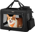 Feandrea Collapsible Soft Dog Crate, Portable Travel, 28 Inches | Dog Carrier Kennel with Safety Zippers for Living Room, Car, Travelling, Black UPDC70H
