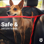 Dog Car Seat Cover for Back Seat, Waterproof, Scratchproof, Nonslip, Dog Hammock for Car, Safety Harness Included, Seat Covers for Pet Dogs, Standard Size (Black/Red)