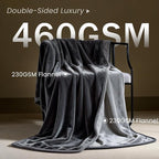 gogobunny Waterproof Flannel Blanket for Bed Couch Sofa, Reversible Double-Sided Throw for Dog Cat, Stain Resistant Furniture Protector Against Liquid Pee and Fur (90" x 108", Dark Grey/Light Grey)