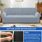 ZNSAYOTX Stretch Couch Cover, 1 Piece Oversized Sofa Covers for 3 Cushion Couch, Jacquard Sofa Slipcovers with Elastic Bottom Thickened Furniture Protector for Dog Cat Pet (X-Large, Light Grey)