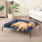 Cooling Elevated Dog Bed, Outdoor Raised Dog Beds, Medium Waterproof Dogs Cot W/Breathable Mesh, Pet Cot W/Portable Removable Bolster