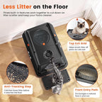XL Stainless Steel Litter Box with Lid, Enclosed Metal Litter Box | High Sides, Urine and Litter Control, Odor Filter, Flip-Top, Easy-Clean Pan, Scoop & Step, Big Cats, Multi-Cat Homes, Black