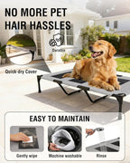 Elevated Dog Bed with Heavy-Duty Steel Frame, Breathable Mesh Cooling Surface, Easy to Clean, Portable Raised Dog Cot for Indoor & Outdoor Use,49x32x8 InchesGrey Dog Bed,Size L.