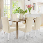 MAXIJIN Dining Chair Covers Set of 2, Stretch Kitchen Chair Covers for Dining Chairs, Removable Washable Parson Seat Slipcover for Home, Restaurant, Hotel, Banquet (Beige)