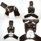 D Doggy Star Italian Greyhound Cold Weather Coat Warm Fleece Corduroy Sweater Turtleneck Onesie Clothes Whippet for Dog (3XL,Corduroy Brown)