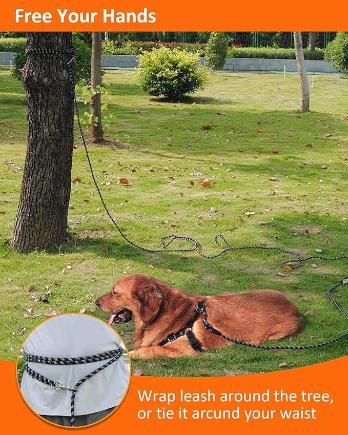 Long Rope Leash for Dog Training 10FT 16FT 30FT 50FT 100FT, Reflective Threads Check Cord Dog Long Line Leash for Large Medium Small Dogs, Dog Tie-Out Cable for Playing, Camping, or Backyard