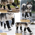 BECEMURU Dog Boots, Double-Straps Anti-Fall Off Dog Booties Shoes, Non-Slip Paw Protectors for Outdoor Walking Hiking in Snowy or Rainy Day (Black, 1#(Width 1.6 inch) for 14-23 lbs)
