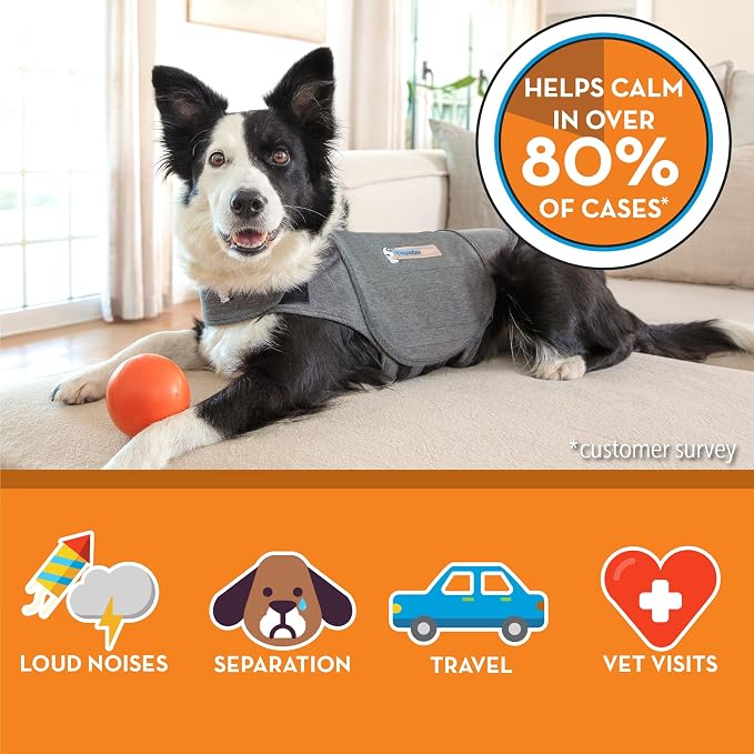 ThunderShirt for Dogs Calming Anxiety Vest, X Large, Heather Gray | Skin-Friendly Dog Anxiety Shirt, Helps Reduce Stress from Thunder, Fireworks & Travel