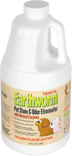 Earthworm Pet Stain Remover & Odor Eliminator- Removes Urine Smell with Natural Enzyme Formula, Fragrance Free Spray - 64 oz