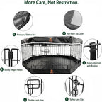 PJYuCien Puppy Playpen with Top Cover & Bottom Pad, 8 Panels 24" H, Black | 24"W, Small Pet Safe Sanctuary, Foldable Octagonal Pen, Versatile, Indoor & Outdoor, Backyard Pasture, Protects Floors