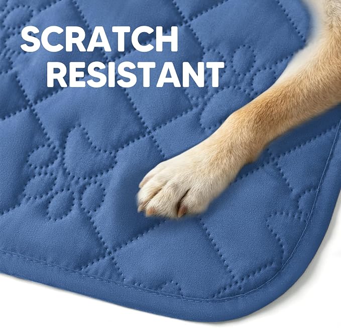 PAWFINITY Waterproof 4 Seat Couch Covers for Dogs, Pet Blanket for Sofa | Paw Print Quilted, Hair Resistant, Anti Cat Scratch, Washable Furniture Protector for 4 Seater Cushion, 35x96 Inch, Blue