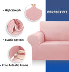 Stretch Couch Covers for Sofa, 3 Cushion Couch Slipcover,Dusty Pink | 1-Piece Washable Sofa Cover Pet Friendly(78"-94") Furniture Protector Soft Jacquard, Elastic Bottom for Dogs & Kids