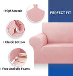Stretch Oversized Couch Covers for Sofa Slipcover,Dusty Pink | 1-Piece Washable Sofa Cover (94"-110") 4-Seater Furniture Protector, Soft Jacquard Non-Slip Elastic Bottom for Dogs & Kids