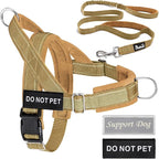 Lukovee No Pull Dog Harness and Leash Set - Adjustable Soft Padded Vest with Front Clip for Easy Control, Reflective Durable Harness for Safe Daily Training Walking for Medium Large Dogs (S, Tan)