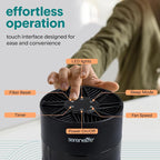 SereneLife Portable Air Purifier - Small Air Purifier with Aroma Box & Ambient Light, High Filtration Efficiency, 2-Speed, Timer & Sleep Mode, Filter Change Reminder, 6 x 6 x 12 in. (Black)