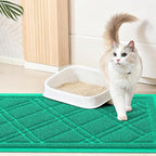 Smiry Cat Litter Box Mat 30x17, Non-Slip Water Resistant Litter Trapping Mat, Easy Clean Less Waste and Urine-Locking Cat Carpet for Indoor, Green