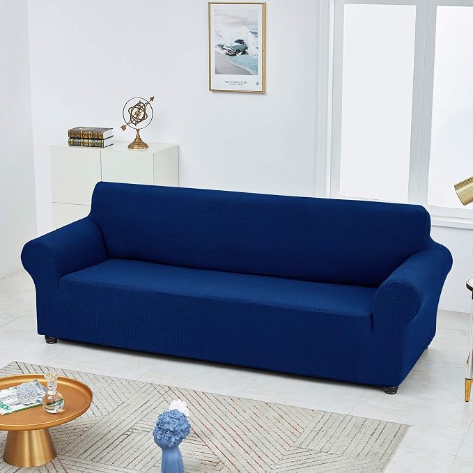 Joccun Stretch Couch Cover Slipcovers, 1-Piece Sofa Covers for 3 Cushion Couch Spandex Jacquard Washable Furniture Protector Cover for Living Room,Kids,Pets(Sofa,Classic Blue)