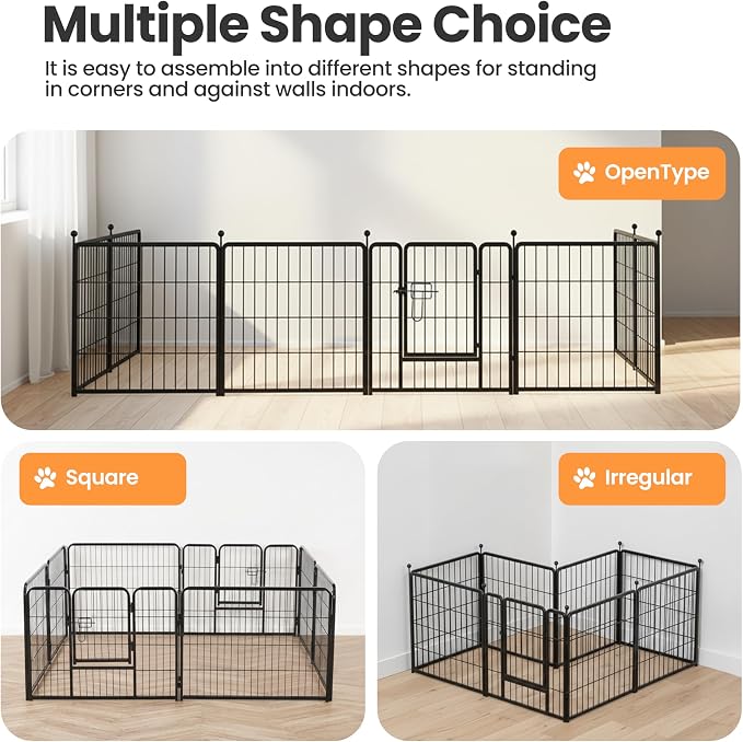 Simple Deluxe Dog Playpen Outdoor Indoor, 24 Inch 8 Panels Dog Fence for Small Dogs Puppy, Perfect Dog Pen for Camping, Yard, RV, Garden Fence, Black