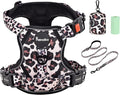 Petmolico No Pull Dog Harness Set with Leash Attachment Easy Control Handle Reflective Harness Vest Small Breed, Puppy Vest and Leash Set with Poop Bag Holder, Medium - Leopard