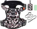 Petmolico No Pull Dog Harness Set with Leash Attachment Easy Control Handle Reflective Harness Vest Small Breed, Puppy Vest and Leash Set with Poop Bag Holder, Large - Leopard