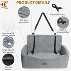 JOEJOY Dog Car Seat for Large Medium Sized Dogs Under 55 lbs, Dog Booster Seat for 2 Small Dogs with Detachable Washable Cover, Memory Foam Pet Car Seat with 2 Safety Belts and Storage Pockets