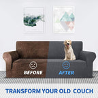 MAXIJIN Stretch Loveseat Sofa Slipcovers 1 Piece Love Seat Couch Covers for 2 Cushion Couch Non Slip Sofa Cover Washable Dog Cat Proof Furniture Protector Pet Friendly (Loveseat, Gray)
