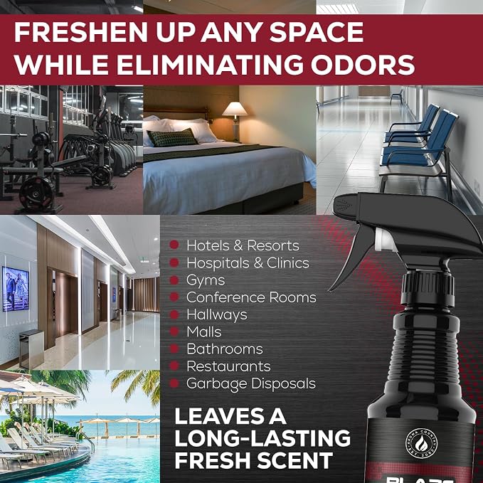 Blaze Away Fresh Air Odor Eliminator Spray (16 Fl Oz, 6 Pk) | Commercial Air Freshener • Professional-Strength • Long-Lasting • for Smoke, Pet, Bathroom, Vehicle, Hotel & Commercial Space