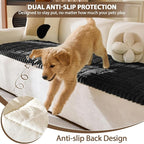 FUANGUI Waterproof Couch Cover Sofa Cover for Dogs and Pets Sofa Protector | Non-Slip Washable Fuzzy Soft Cat Bed Sofa Slipcover for 2-3 Cushion Couch Sofa Pet Friendly, Black, 27.6" x 70.9", 1 pcs