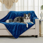 Soft Waterproof Blanket for Bed Couch Sofa, Navy Blue, 60x80 inches | Liquid Pee Proof Pet Blanket for Dog Puppy Cat, Reversible Sherpa Fleece Blanket for Couch Cover, Furniture Protector