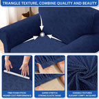 ZNSAYOTX Stretch Chair Cover, 1 Piece Couch Covers for 1 Seat Sofa, Jacquard Armchair Slipcovers with Elastic Bottom Thickened Furniture Protector for Dog Cat Pet (Small, Navy Blue)