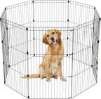 IRIS USA 42" 8-Panel Metal Pet Dog Puppy Playpen, Indoor/Outdoor Dog Fence, 58 x 58 x 42, Foldable, Customizable, Black