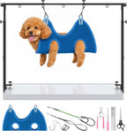 ALLPET&CO Double Bar Dog Grooming Arm with Hammock & Kit, 42" H Clamp Fits 2.76", Pet Grooming Table Stand for Nail Trimming Cats Dogs