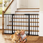 Cumbor 30-54" Extra Wide Baby Gate for Stairs & Auto Close Dog Gate Black | Dual Lock Easy Install Pet Gate for Doorways, Hallways & Kitchen, Pressure Mounted, Easy Walk Thru Safety Proofing
