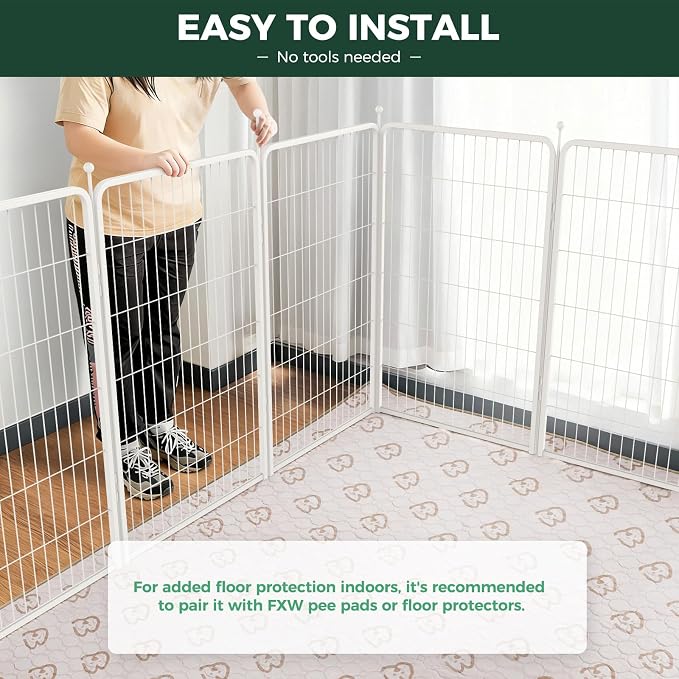 FXW Rollick Dog Playpen, Indoor, Yard & RV Camping, 45" H, 16 Panels | Easy setup, Heavy-duty, DIY layouts, for Large Dogs, Patented