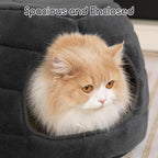 Hollypet Cat Bed Cave for Indoor Cats for Pets up to 15 lbs, Gray | Warm Cat Bed Cats Igloo Cave Condo, Covered Kitty House with Removable Washable Cushion, Cozy Enclosed Pet Bed for Small Dogs