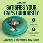 Peekaboo Cat Cave Donut for Multiple & Large Cats up to 30-45 lbs, 3-in-1 Self Warming Cat Bed, Tunnel & Scratcher for Indoor Cats, Washable & Detachable Dog Bed (Forest Green, Large)