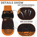 KOOLTAIL Thanksgiving Anti Slip Dog Socks for Hot/Cold Pavement to Prevent Licking Paws, Fall Dog Boots&Paw Protector with Grippers for Hardwood Floors, Traction Booties for Small Medium Large Dogs, L