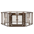 Regalo Safety 192" Plastic Super Wide Baby Gate & Play Yard with Door | Adjustable Playpen, For Doorways & Open Spaces, For Babies, Toddlers & Pets, Brown, Tested & Trusted for 30 Years