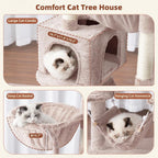Gitelsnour Cat Tree, 63'' Cat Tower for Large Cats, Big Hammock GCT020MU | Cat Condo, Cat Scratching Posts for Indoor Adult Cats, 4 Platforms（ 2 Big 2 Small）, 2 Baskets, Sisal Rope, 4 Toys, Mushroom