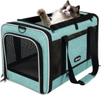 GAPZER Cat Carrier 18"x11"x11" TSA Approved Ventilated Pet Air Travel Cage | Top Open Small Animal Basic Crate, Shih Tzu Dog Softsided Durable Kennel, 4-Mesh-Side Kitty Carry on Case up to 20 lbs Teal